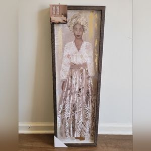 African Inspired Wall Art with Frame, 35.5"×12"